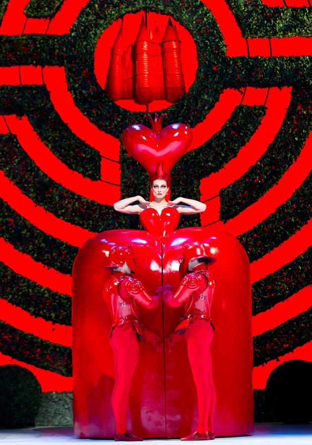 Zenaida Yanowsky as The Red Queen in Christopher Wheeldon's ballet Alice's Adventures in Wonderland. The Royal Ballet. © ROH, Johan Persson, 2011. Sets and costumes by Bob Crowley. © ROH, Johan Persson, 2011. Sets and costumes by Bob Crowley 