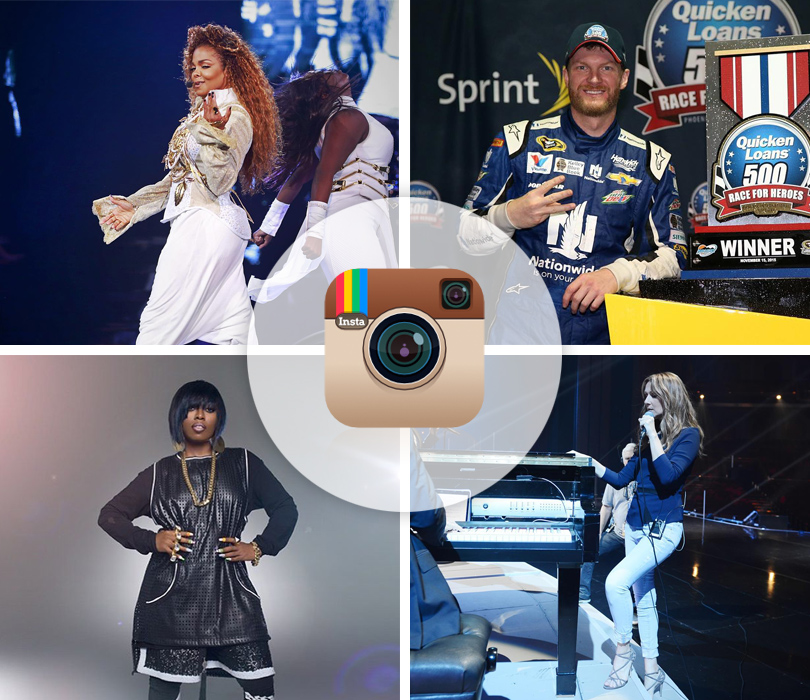 Мисси Эллиотт (@missymisdemeanorelliott), Джанет Джексон (@janetjackson), Селин Дион (@celinedion), Дейл Эрнхардт-младший  (@dalejr)
