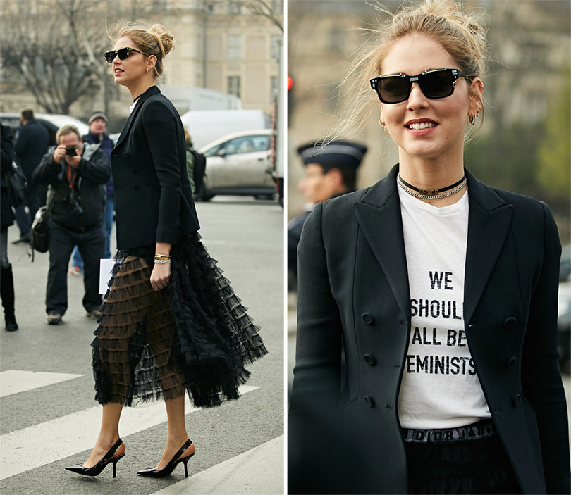 Street-Style: эксклюзивные фотографии с первого дня Недели кутюра в Париже в объективе Ино Ко. Кьяра Ферраньи