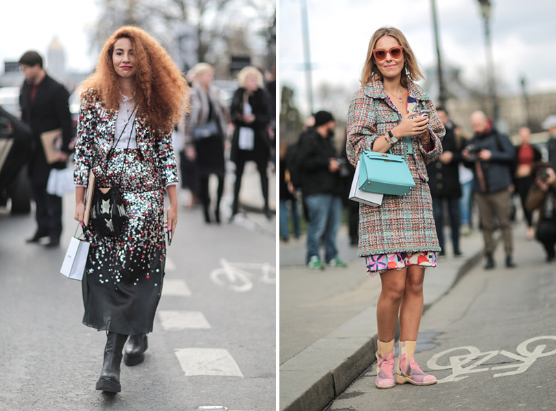 Street Style: уличная мода на Неделе Haute Couture в Париже. Наташа Зинько и Ксения Собчак