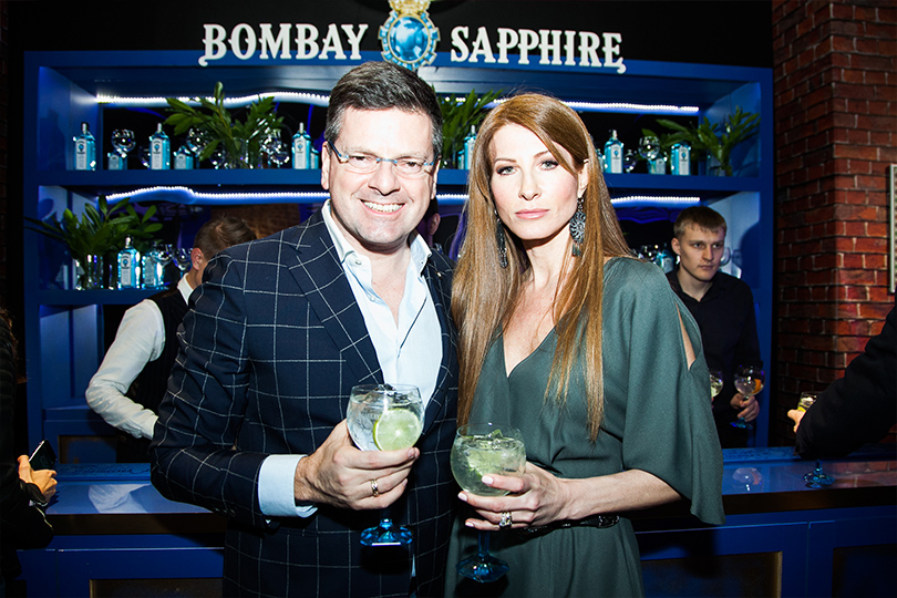 Коктейль и ужин Bombay Sapphire. Константин Андрикопулос и Ольга Цыпкина