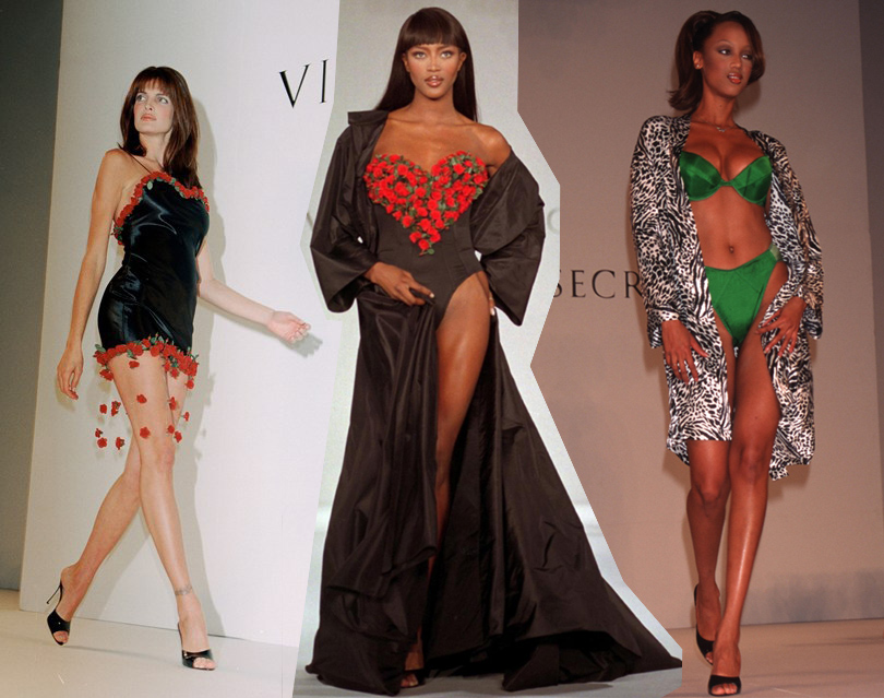 Style Notes: секреты Victoria’s Secret. Как превратить бренд в культурный феномен? 1996 год. Тайра Бэнкс, Наоми Кэмпбелл и Хелена Кристенсен на показе Victoria’s Secret.