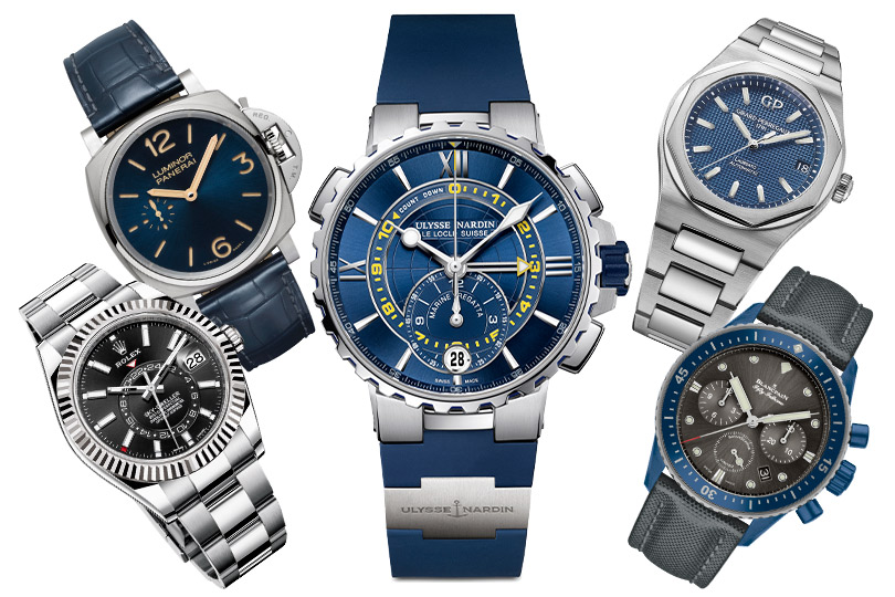 Rolex Sky-Dweller, Officine Panerai Luminor Due, Ulysse Nardin Marine Regatta, Girard-Perregaux Laureato, Blancpain Fifty Fathoms Bathyscaphe Flyback Chronograph Blue Ceramic