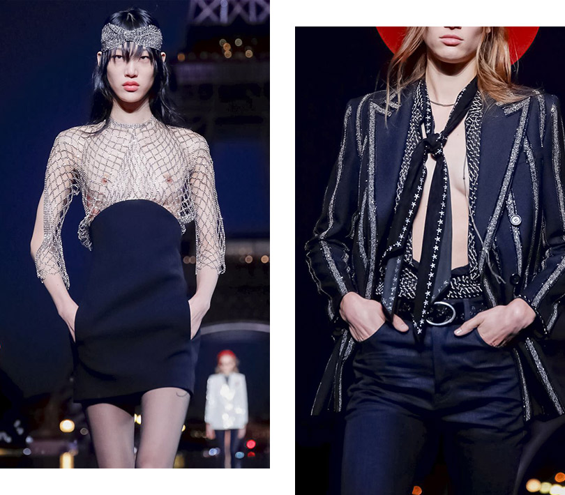 На мокром месте: в Париже прошел показ весенне-летней коллекции Saint Laurent