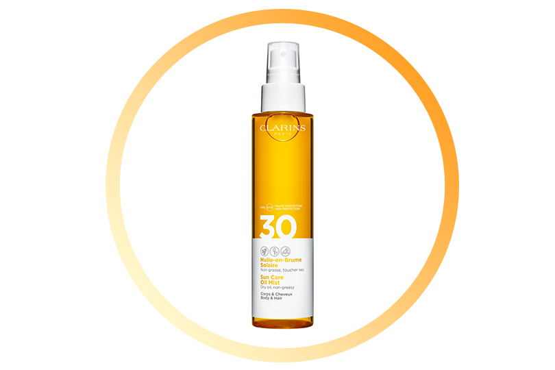 Солнцезащитное масло-спрей для тела и волос Huile-en-Brume Solaire SPF 30, Clarins