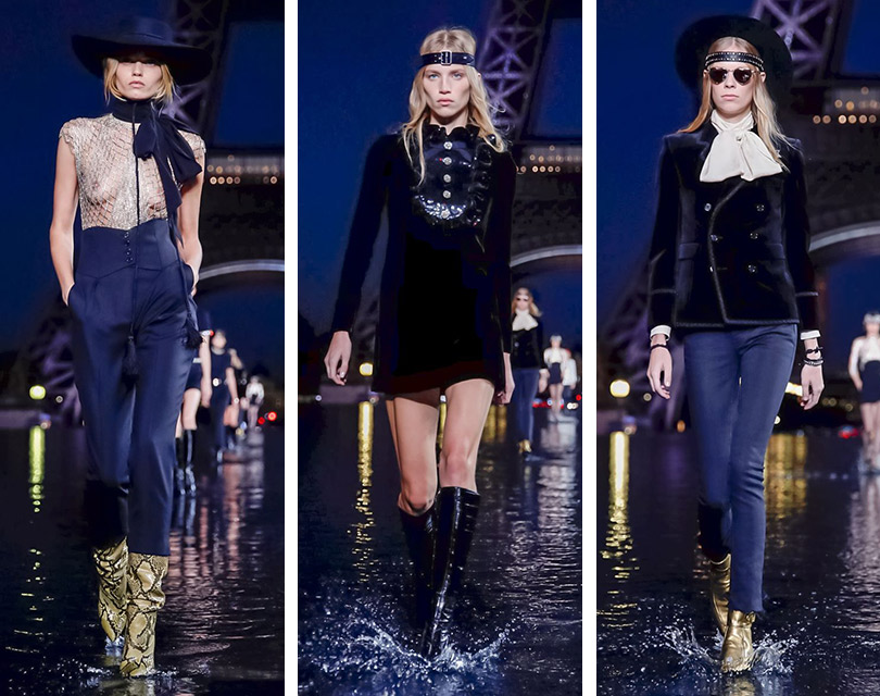 На мокром месте: в Париже прошел показ весенне-летней коллекции Saint Laurent