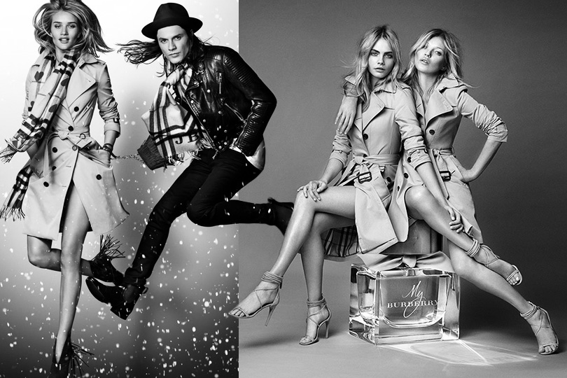 Рози Хантингтон-Уайтли, Кара Делевинь и Кейт Мосс для Burberry