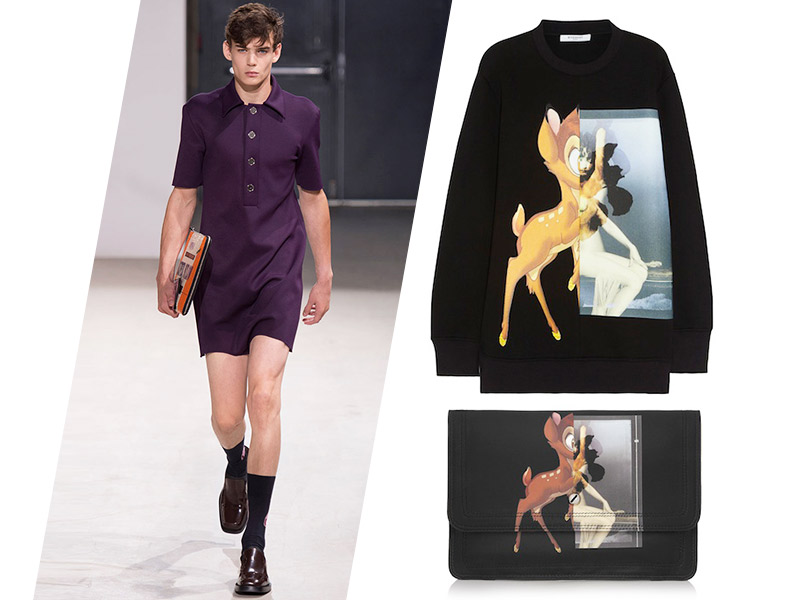 2013–2014: Raf Simons, весна-лето — 2014; клатч и свитшот с Бэмби, Givenchy, осень-зима — 2013/2014