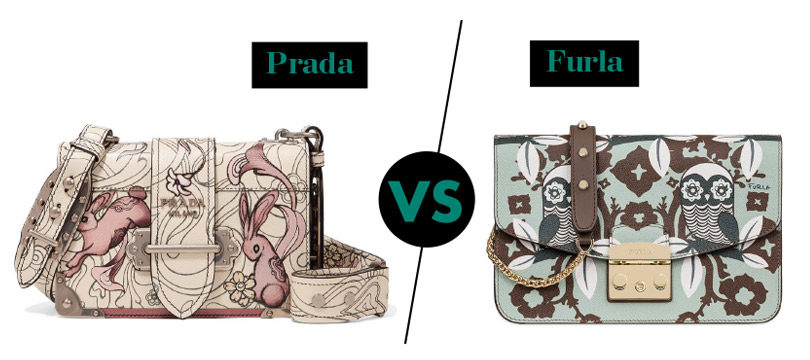 Хочу: 
Сумка Prada, 2440 фунтов (около 192 000 рублей)
Могу:
Сумка Furla, 32 000 рублей