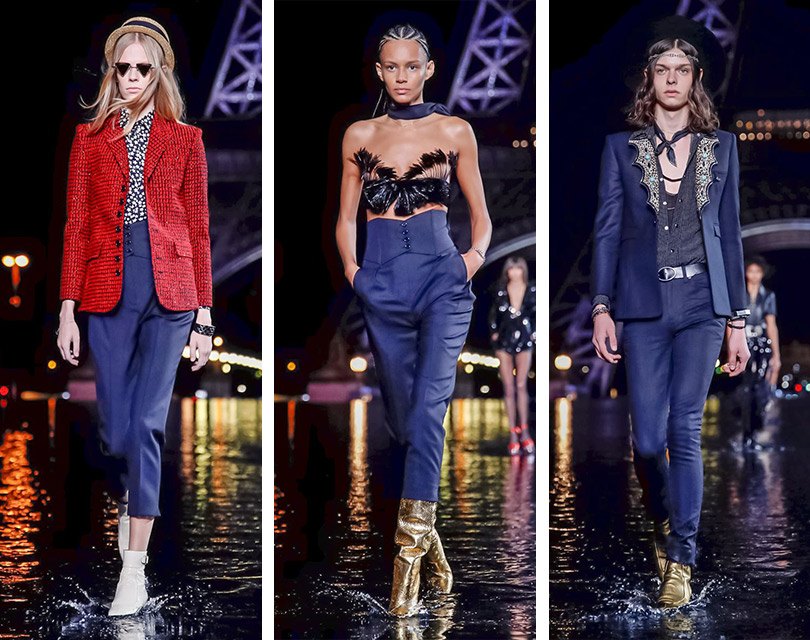 На мокром месте: в Париже прошел показ весенне-летней коллекции Saint Laurent