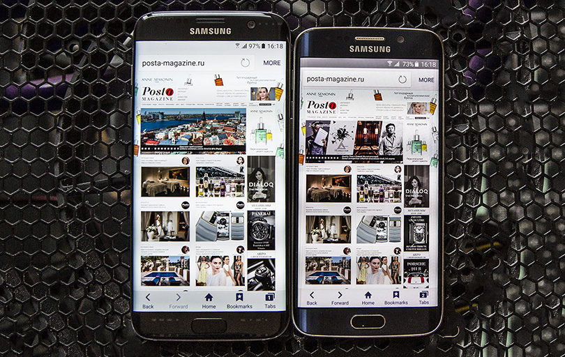 Новый смартфон Samsung S7 Edge слева, а старый S6 Edge — справа